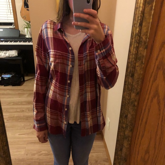 Maroon plaid button down - Picture 1 of 3